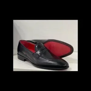 Black all leather slip on for men. With burnish toe made in Italy size 6-13 Alejandro Woven Slip-On 2.0 Woven Black main image 4